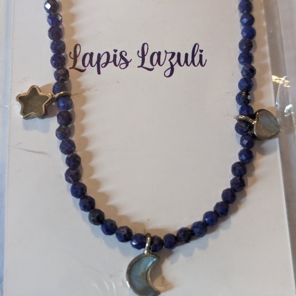 lapis faceted gemstone silver bracelet - Picture 2 of 9